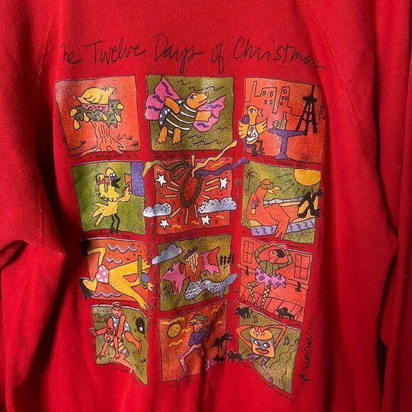 VTG 1988 The 12 Days Of Christmans Crewneck XL - Picture 2 of 5